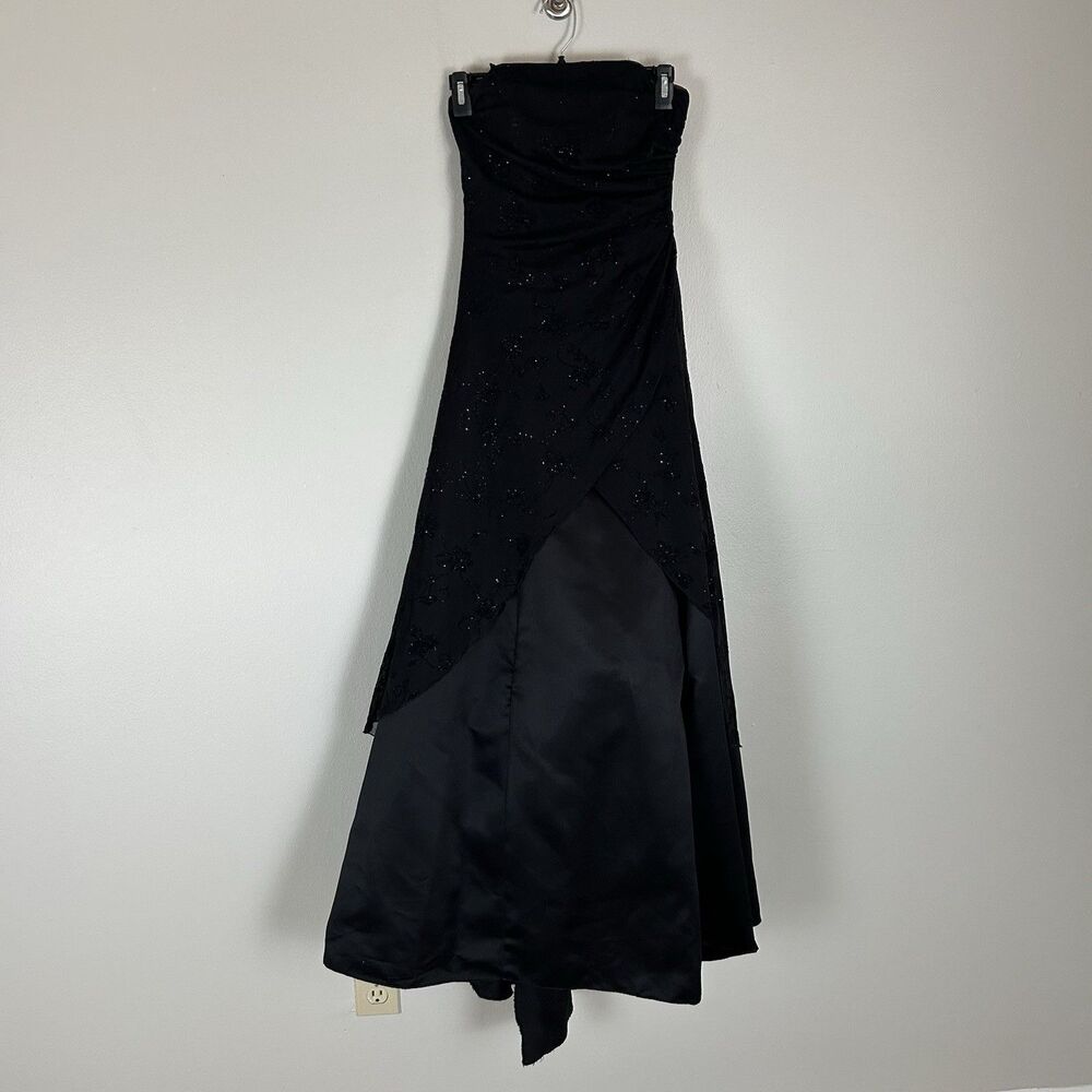 Jump Apparel VTG Y2K Black Beaded Regency Prom Dress 1/2 Fairy High Waist Gown
